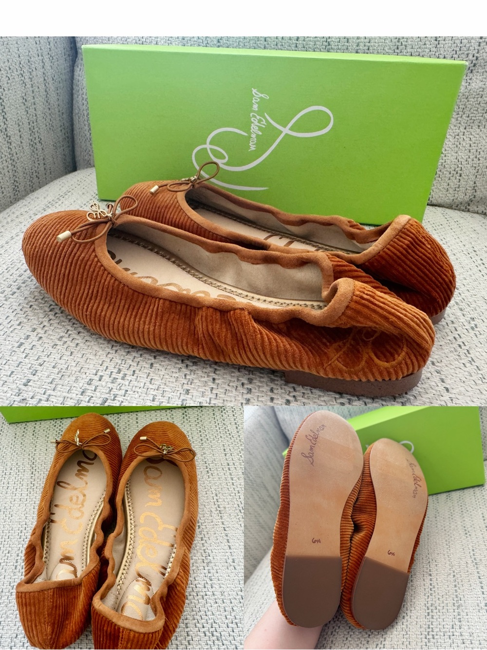 Sam Edelman Felicia Flat Corduroy Mustard/Tan Size 6.5